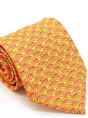 Ferrecci Frog Orange Necktie with Handkerchief Set